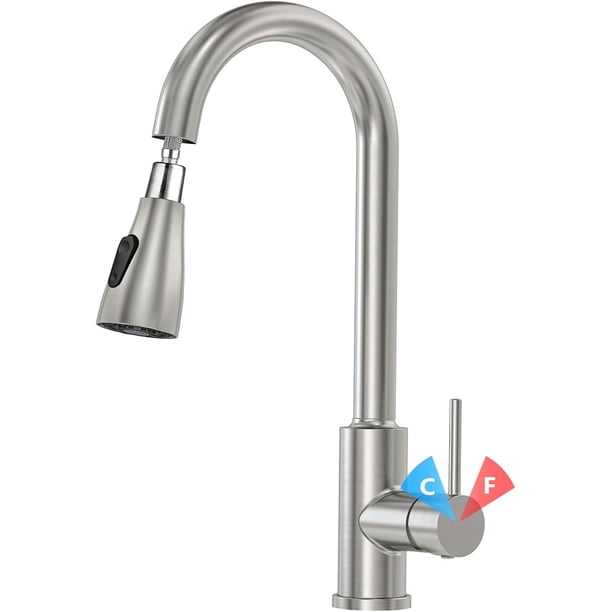 Llaves para Fregadero de Cocina, Grifo de Cocina Extraíble, Llave de Agua para Tarja, Monomando para Fregadero, con Modelos Calientes y Fríos, Mezcladora para Cocina,Plata
