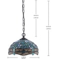 thumbnail image 5 of Tiffany Hanging Light W12H32 Inch Sea Blue Stained Glass Pendant lamp 1E26 Crystal Bead Dragonfly Style S147 WERFACTORY Series Lamps Chandelier Ceiling Fixture (S14712PB), 5 of 7