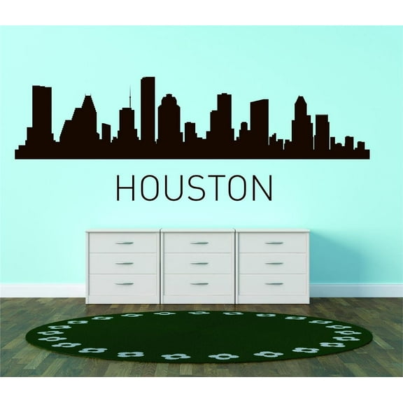 Houston United States Major City Geographical Map Landmark - Vinyl Wall Decal - 20x60