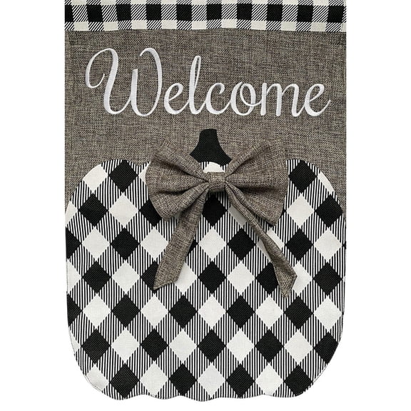 Briarwood Lane Garden Flag 12x18 For Outdoor Black and White Pumpkin Burlap Fall For Fall Garden Flag Flags For Outside