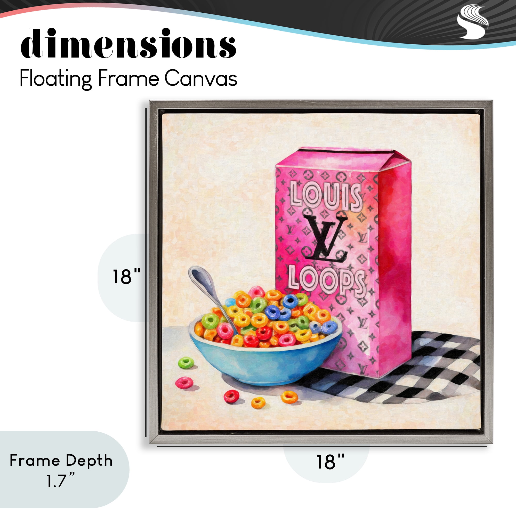 Stupell Industries Fashion Loops Cereal Gray Framed Floater Canvas Wall Art, design by Grotto Studios