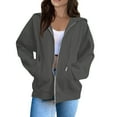 thumbnail image 5 of CIENVNSTG Sweatsuits Women 2 Piece Outfit Zip Up Hoodie Fall Long Sleeve Sweatshirts with Pocket Matching Sweat Sweatpants Set Dark Gray 3XL, 5 of 8