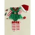 thumbnail image 6 of Jxzom Baby Girls 1st Christmas Outfit Velvet Romper Tulle Dress Striped Stockings Santa Hat 3PCS Newborn Infant Clothes Set, 6 of 10