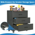 thumbnail image 5 of 3-Drawer Heavy-Duty Metal Tool Cabinet Tool Box Chest Storage with Wheels Mobile Rolling for Garage Workshop Office Storage,Steel Construction ,Black, 5 of 6