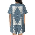 thumbnail image 4 of Womens Pajama Sets With Pocket, Vintage Persian Colored Blue Lounge Sets Short Sleeve Sleepwear PJ Sets for Women, 4 of 6
