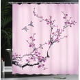 thumbnail image 3 of Ambesonne Nature Shower Curtain, Birds Cherry Branches Style, 69"Wx84"L, Pale Fuchsia, 3 of 4