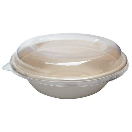 - (500 Sets) 32 oz Round Disposable Bowls with Lids- Natural Sugarcane Bagasse Bamboo Fibers Sturdy Thirty Two Ounce Compostable Eco Friendly Environmental Paper Plastic Bowl Alternative 100% by-product