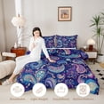thumbnail image 3 of Homewish Bohemian Purple Paisley Queen Comforter Set,Watercolor Gradient Comforter Sets Queen,Black Reversible,3 Pieces,1 Comforter and 2 Pillowcases, 3 of 7
