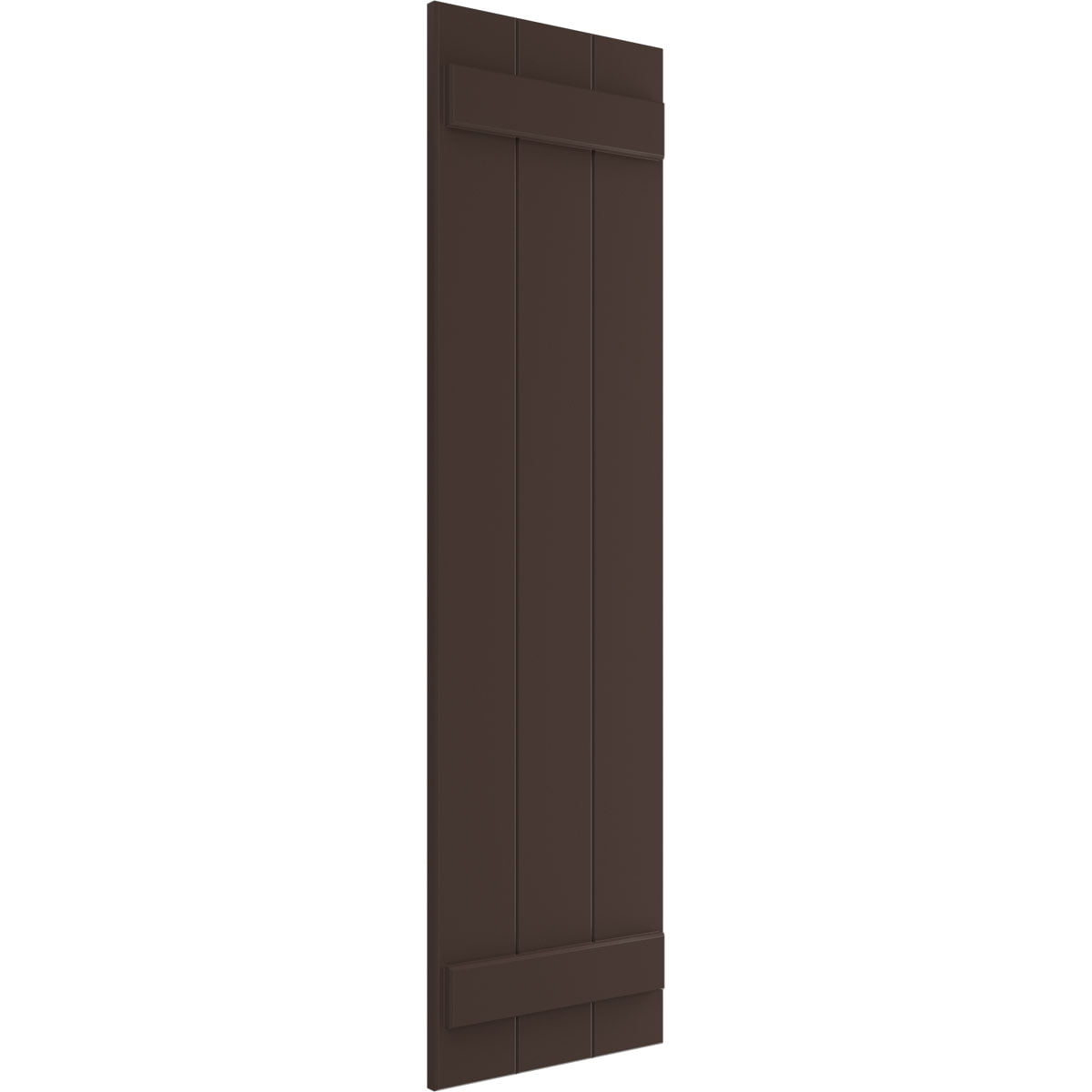 Ekena Millwork 16 1/8"W x 29"H True Fit PVC Three Board Joined Board-n-Batten Shutters, Raisin Brown (Per Pair - Hardware Not Included)