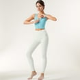 thumbnail image 3 of Women's Zip-Up Cropped Athletic Tank Top with Built-In Bra and Contoured Seam Design - Medium, Teal, 3 of 5