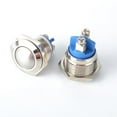 thumbnail image 3 of Botón pulsador momentáneo, interruptor de bocina para timbre, barco, coche, Metal impermeable, plateado, 16*23,5mm, 3 of 3