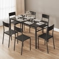 thumbnail image 2 of 7-Piece Kitchen Dining Table Set, MDF Wood Kitchen Table and Chairs for 4-6 People with Storage Rack, for Small Space, Apartment, Space-Saving, Patio - Black, 2 of 9