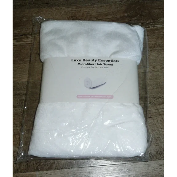 Luxe Beauty Essentials White Microfiber Hair Towel Wrap Large Size 24” X 42”