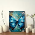 thumbnail image 4 of Framed Canvas Art Wall Decor Canvas Prints Pictures Wall Art,Beautiful Blue Butterfly With White Flowers On Dark Background Artwork for Home Decor, Living Room, Office-16x24 Inches, 4 of 4