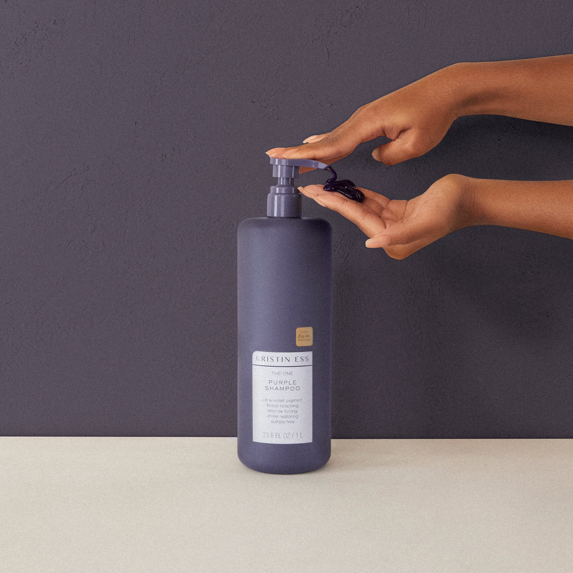 Kristin Ess One Purple Shampoo - Toning + Anti Brass - Blonde, Brunette + Silver Hair, 1L
