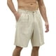 thumbnail image 3 of Lucakuins - Pantalones cortos de lino y algodón para hombre, informales, de corte clásico, con cordón frontal plano, pantalones cortos de playa de verano con bolsillos Lucakuins moda, 3 of 5