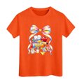 thumbnail image 3 of Kiijoy T Shirt Girls Short Sleeve Crew Neck T-Shirt Kids Graphic Tee Top, Orange, Sizes 3-4, 3 of 3
