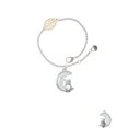 thumbnail image 2 of Delight Jewelry Silvertone Large Imitation Pearl Owl Sitting on White Moon - Goldtone Leaf Delicate Bracelet, 6.25+1.75", 2 of 4