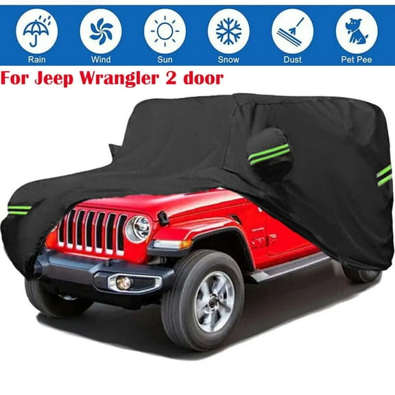 TETSELF Winter Snow Ice Rain Dust Frost Guard Sun Shade Prevents Ice Build Up Fast Deployment 6 Layer Car Cover for Jeep Wrangler 2 Door CJ YJ TJ JK