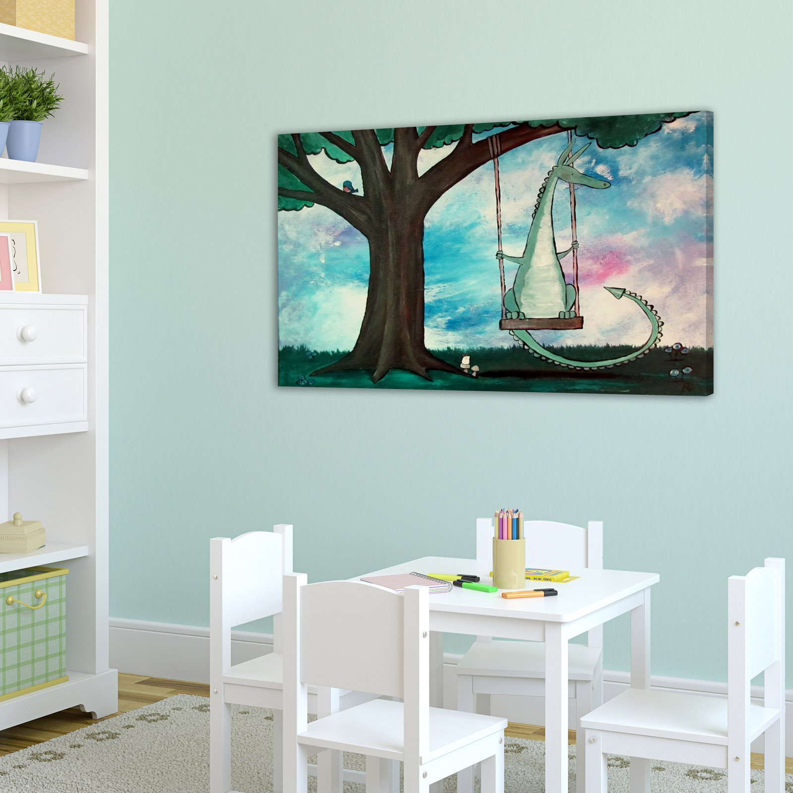 Marmont Hill "Dragon Swing" by Andrea Doss Painting Print on Wrapped Canvas