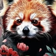 thumbnail image 6 of Acheng Red Panda Flowers Digital Painting Round Tablecloth Waterproof Resistant Fabric 100% Polyester Fiber 31-35, 6 of 8