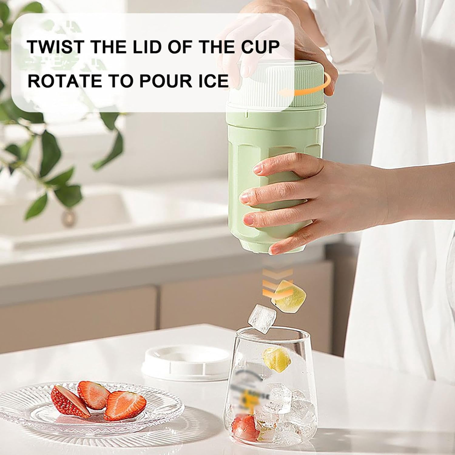 Easy-Twist Ice Cube Tray Kit with Lid - 3-Pack Stackable Ice Molds & Release Tool, BPA-Free Rotating Ice Maker for Whiskey, Cocktails & Home Bar (Green)