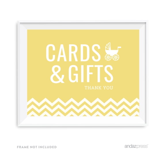 Cards & Gifts Yellow Chevron Print Baby Shower Party Signs
