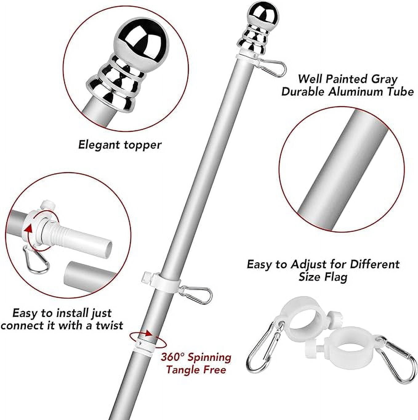 Bonison, Black Wall Mount Flag Pole with Bracket for Home Porch