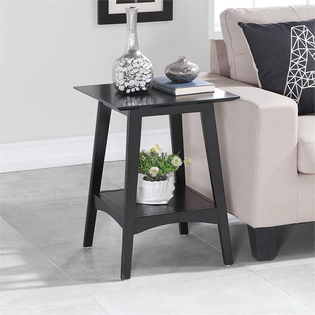 Convenience Concepts Alpine Table d'Appoint Carré de 18 Pouces en Fini Bois Noir
