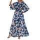 thumbnail image 5 of SAYOO Vestido de playa de impresión de Flores femeninas de verano Bohemia lado del vestido de Bohemia 3/4 manga elegante envuelto v collar SAYOO moda, 5 of 6