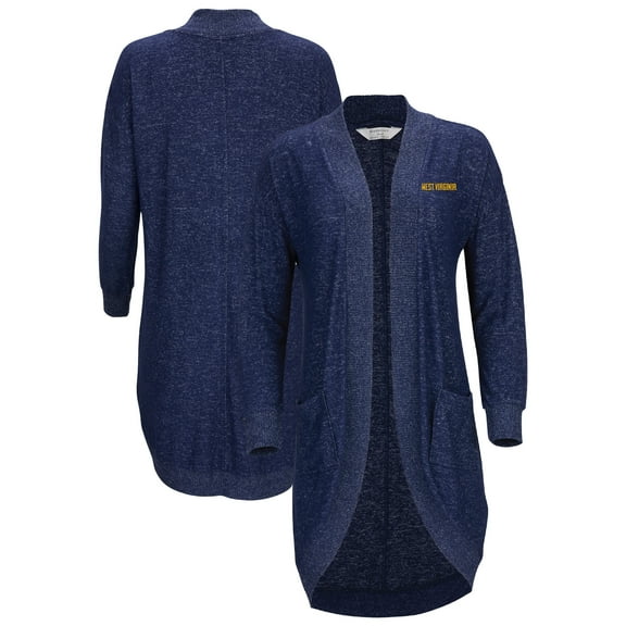 Women's Navy West Virginia Mountaineers Oversized Cuddle Tri-Blend Cardigan