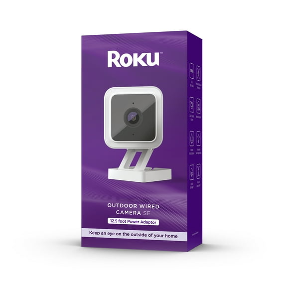 Open Box Roku Smart Home Outdoor Wired Camera SE Wi-Fi - Connected Security Surveillance Camera with Motion & Sound Detection