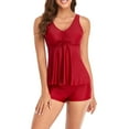thumbnail image 6 of WREESH Womens Tankini Swimsuit Halter Split Three-Piece Printed Swimsuit with Boyshorts Beach Bathing Suit Red, 6 of 9