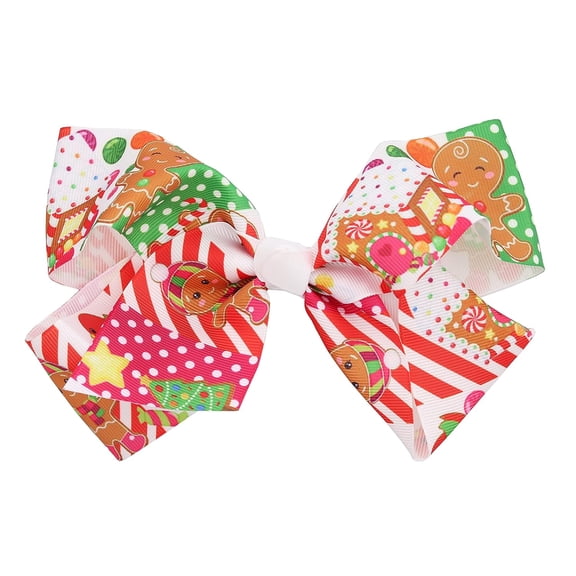 Motique Accessories Christmas 6-inch Hair Bows for Little Girls with Gingerbread Design