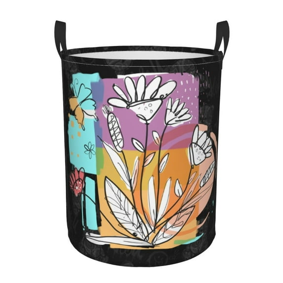 ZICANCN Nature Colorful Doodles Laundry Basket Organizer, Dirty Clothes Hamper for Bathroom Kids Girls Boys Laundry Hamper Small