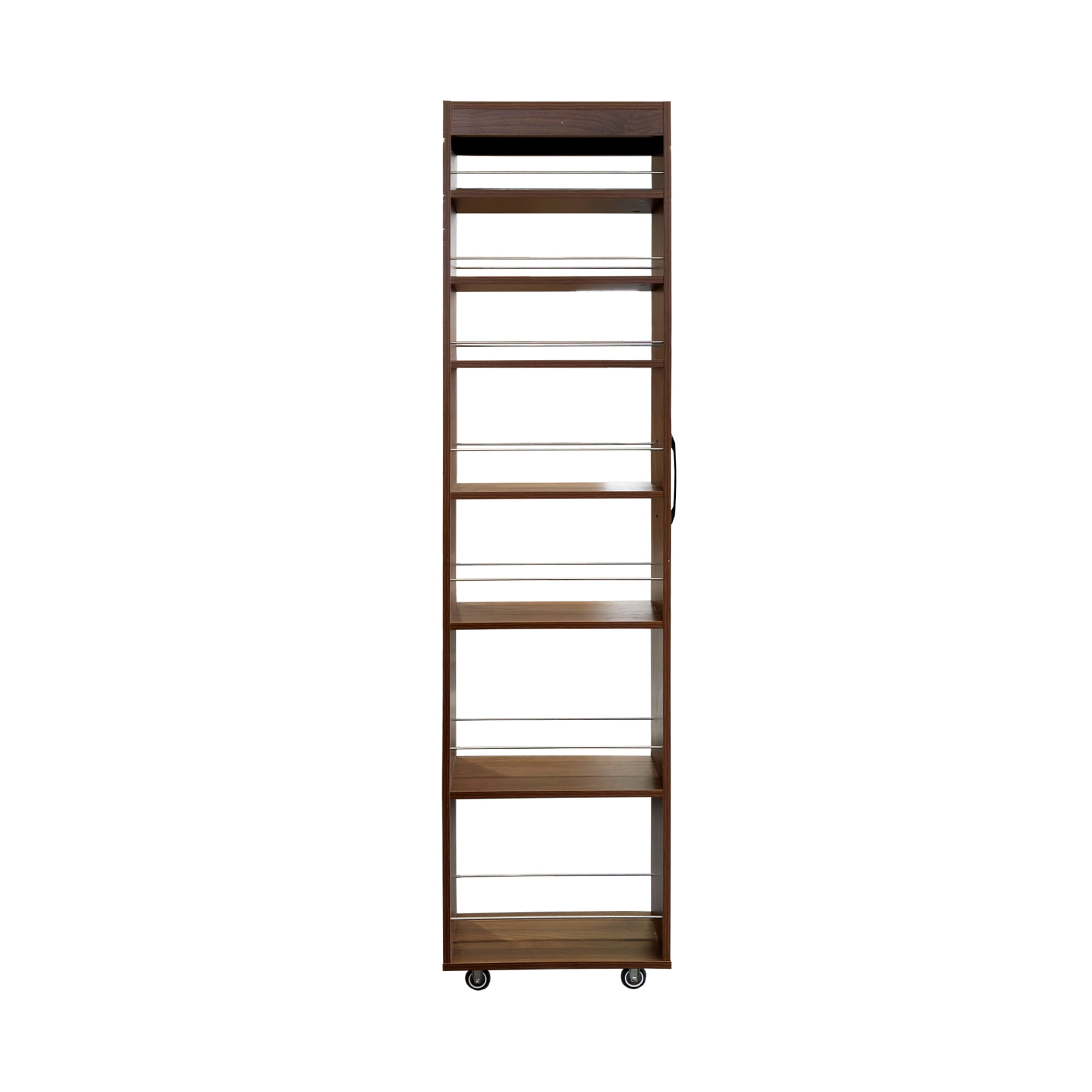 Leumius 7 Tier Multipurpose Pull-out Storage Shelf, Open Shelf for Kitchen Living Room and Narrow Spaces Walnut
