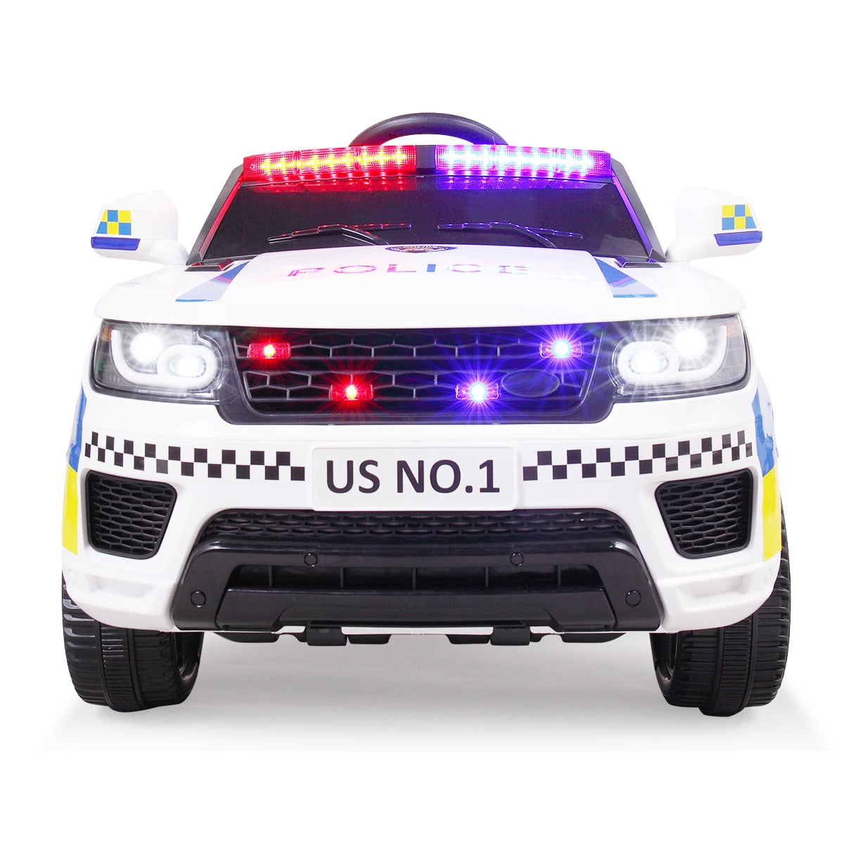 Kepooman 12V Electric Police Car for Children, Rideable Car/Truck Toy with Remote Control, White