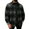 thumbnail image 2 of FDGIU 2025 Men's Fleece Flannel - Outdoor Button Down Front Shirt, Warm Plaid Long Sleeve Checkered Casual Top, 2 of 7