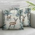 thumbnail image 3 of Nawypu Christmas Pillow Covers Rustic Watercolor Tree Deer Brown Green Outdoor Decorative Throw Pillows Farmhouse Winter Themed Holiday Pillowcases Linen Cushion Case Decor for Sofa Couch Bed, 3 of 5