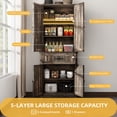thumbnail image 4 of DWVO Pantry Cabinet with Shelves and Doors, Kitchen Storage Cabinet with Drawer, Dark Oak, 4 of 11