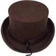 thumbnail image 3 of Different Touch Victorian Western Steampunk Top Hat with Leather Band and Chain, 3 of 4