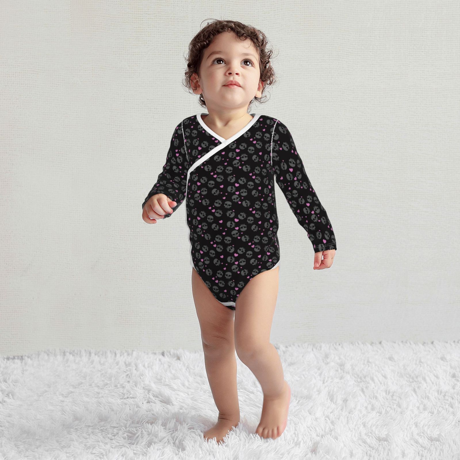 Xecao Cool Skull Love Print Baby unisex-baby Cotton Long-sleeve Bodysuits-18 Months