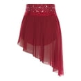 thumbnail image 2 of Sholeno Women's Shiny Rhinestone Lyrical Dance Skirt High Low Hem Mesh Flowy Dancing Skirt Burgundy XXL, 2 of 5