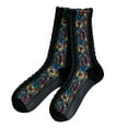 thumbnail image 2 of Visland Women Middle Tube Socks, Fashion Casual Flower Pattern Ethnic Print Twist Design Soft Cozy Elastic Knitted Cotton Blend Autumn Winter Foot Warm Crew Socks for Outdoor Daily Wear, 2 of 7