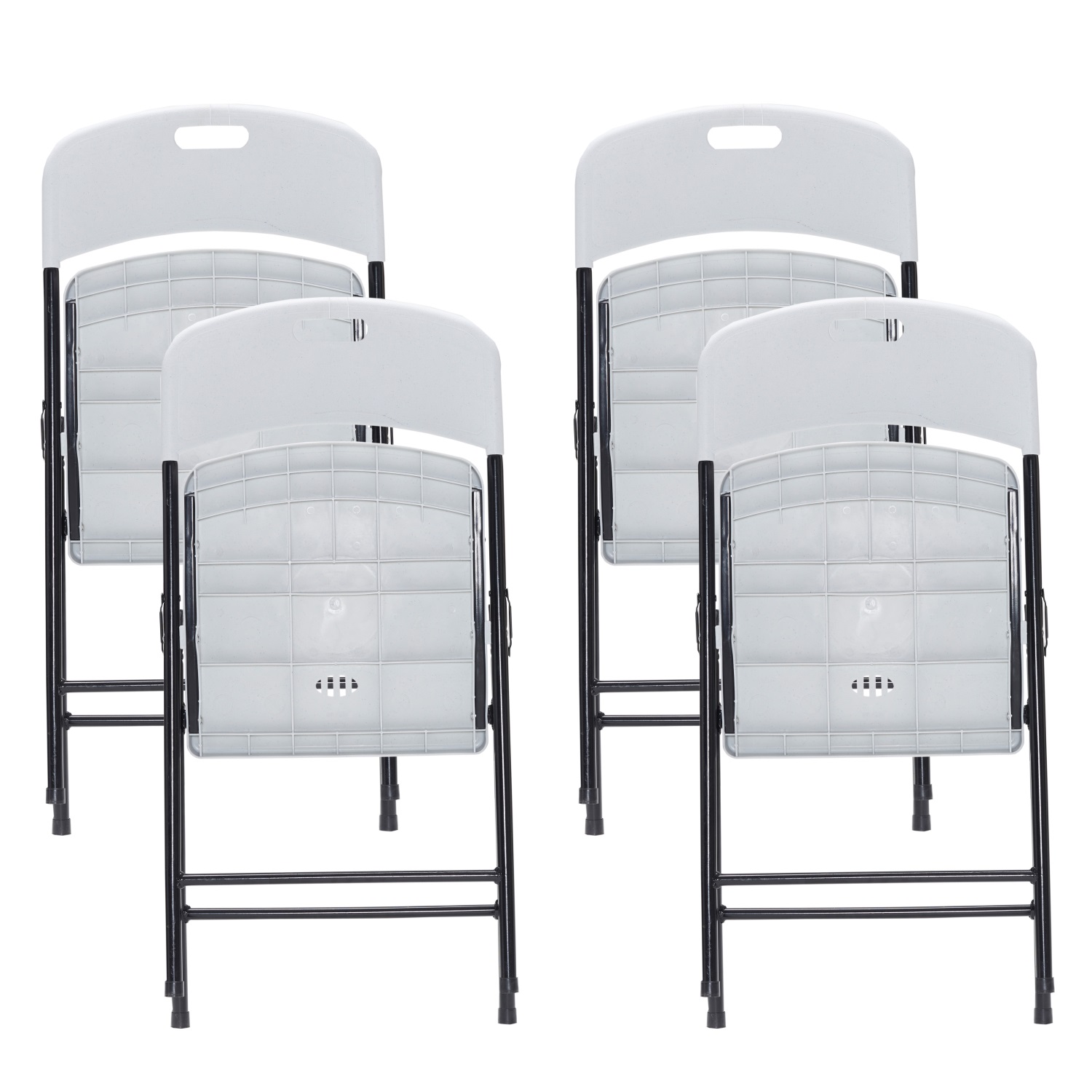 Hommoo 4 Pack Plastic Folding Chairs, Folding Plastic Chair with 350-Pound Capacity, Folding Chair for Camping/Picnic/Party, White