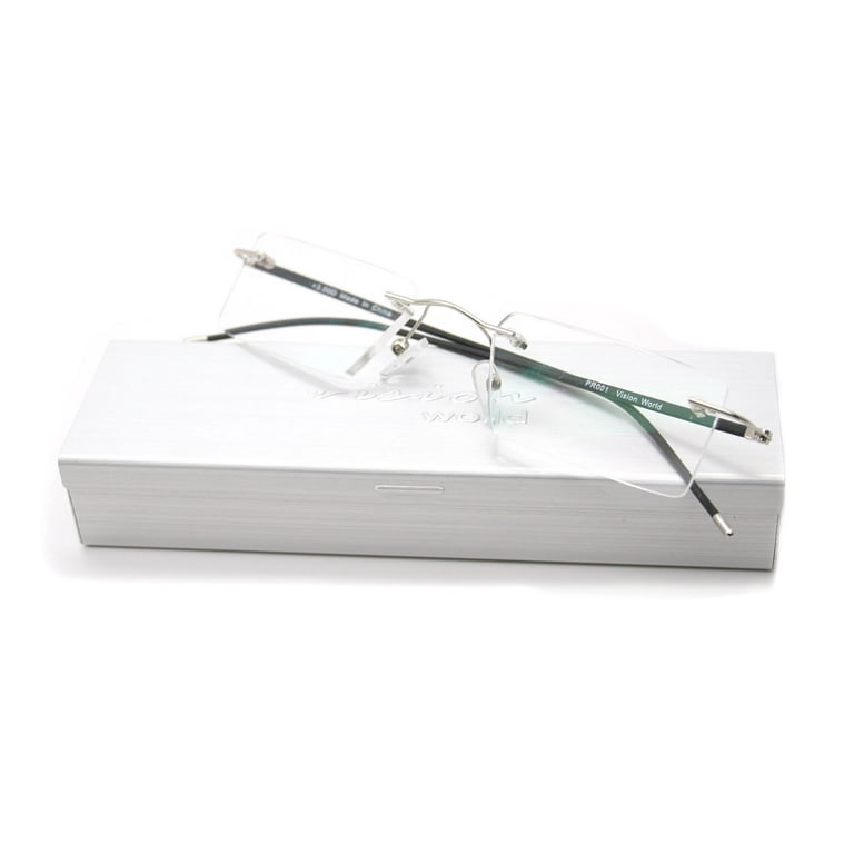 Vision World Eyewear Thin Rectangle Rimless Reading Glasses with