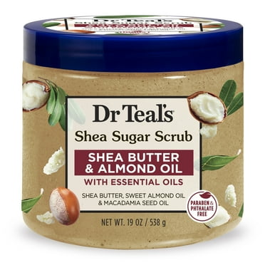 Dr Teal's Shea Sugar Body Scrub with Shea Butter, Almond Oil and Essential Oils, 19 oz