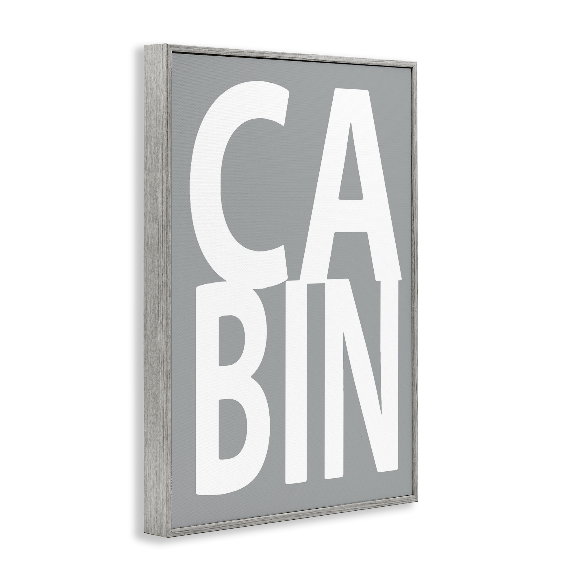 Stupell Industries Cabin Word on Grey Typography Painting Gray Framed Art Print Wall Art, 20 x 30