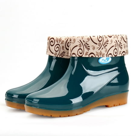 

Juebong Christmas Gifts Women s Flats Non-Slip Round Toe Athletic Mid Calf Waterproof Rain Boots For Womens Gardening Farming Water Fishing Mens Hunting