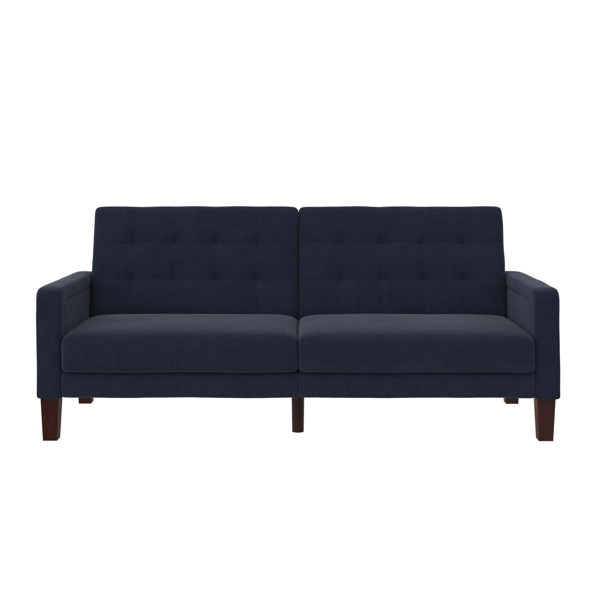 Better Homes Gardens Brandclub Better Homes Gardens Porter Fabric Tufted Futon Navy Linen